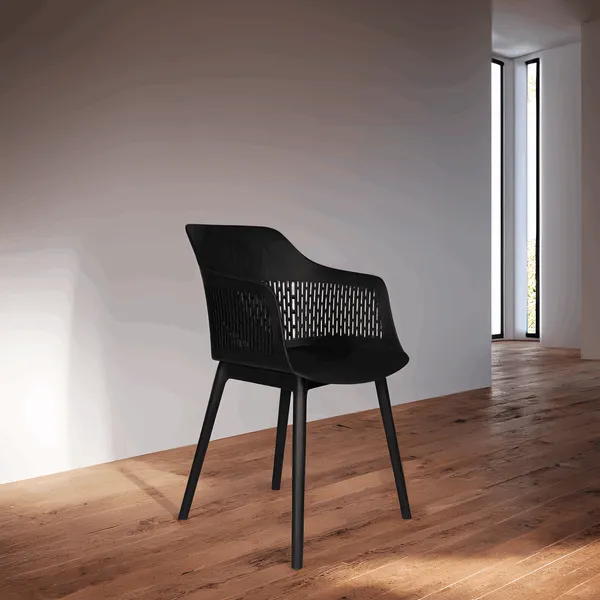 Plastic_Perforated_Back_Black_Dining_Chair_With_Armrests