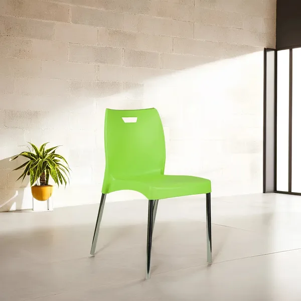 Plastic_Modern_Green_Metal_Legs_Chair