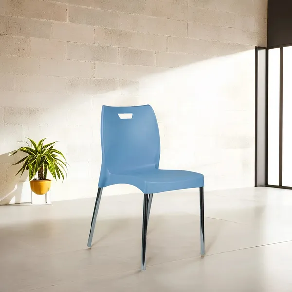 Plastic_Modern_Cutout_Handle_Blue_Dining_Chair