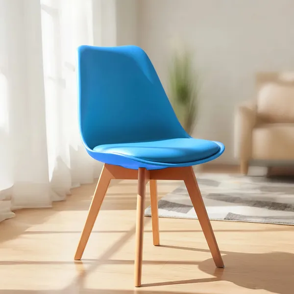 Plastic_Mid-Century_Modern_Blue_Dining_Chair_With_Wooden_Legs