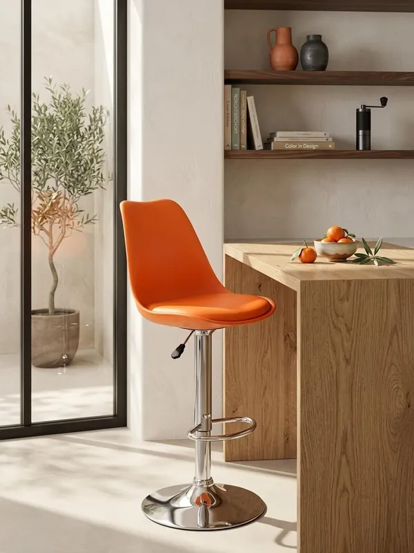 Plastic_Modern_Orange_Adjustable_Height_Bar_Stool