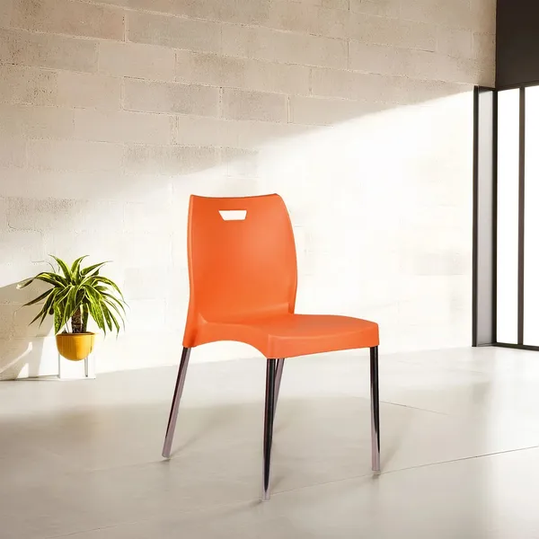 Plastic_Modern_Black_Metal_Legs_Orange_Dining_Chair