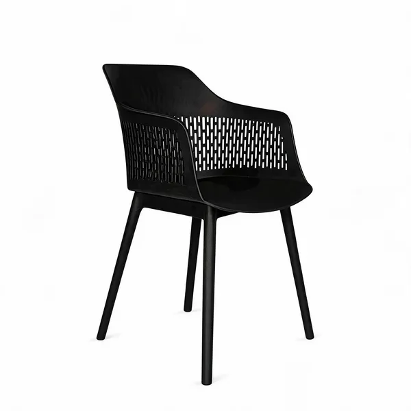 Plastic_Perforated_Back_Black_Dining_Chair_With_Armrests