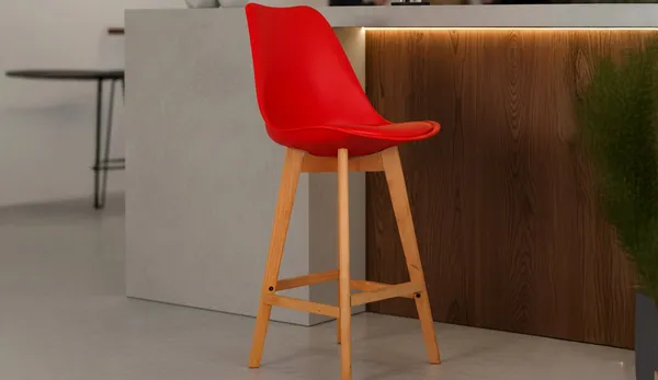 SMART_Plastic_Seat_Wood_Legs_Red_Bar_Stool