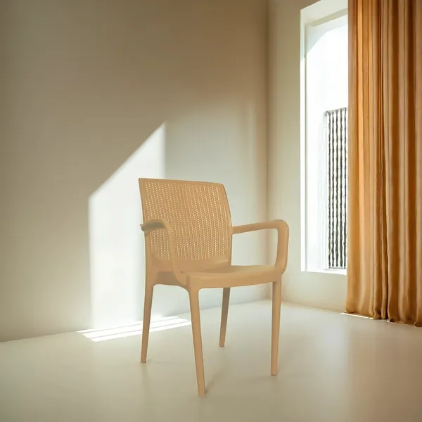 Plastic_Rattan_Weave_Design_Beige_Armchair