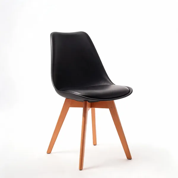 Plastic_Mid-Century_Modern_Black_Cushioned_Dining_Chair