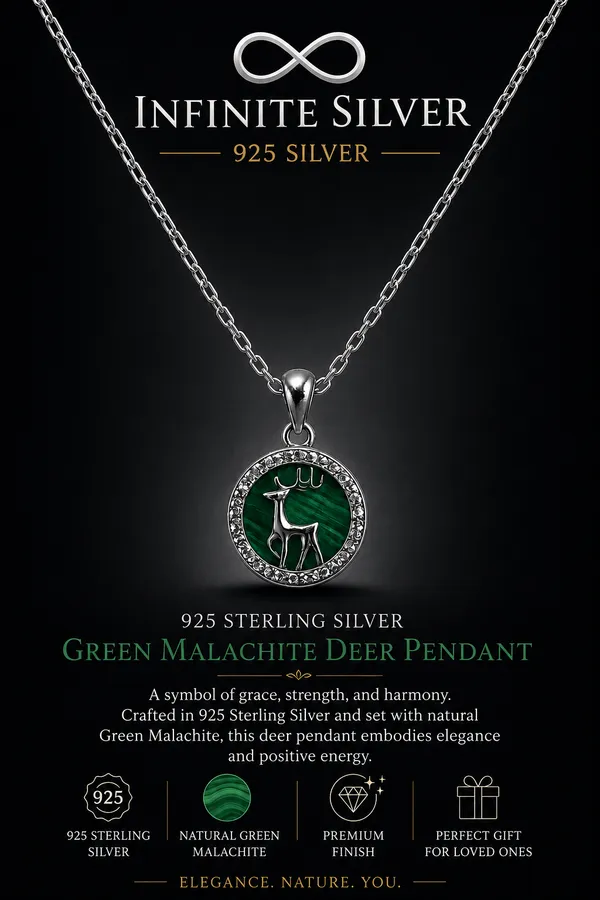 Silver_925_Sterling_Green_Stone_Halo_Pendant_Necklace_For_Women