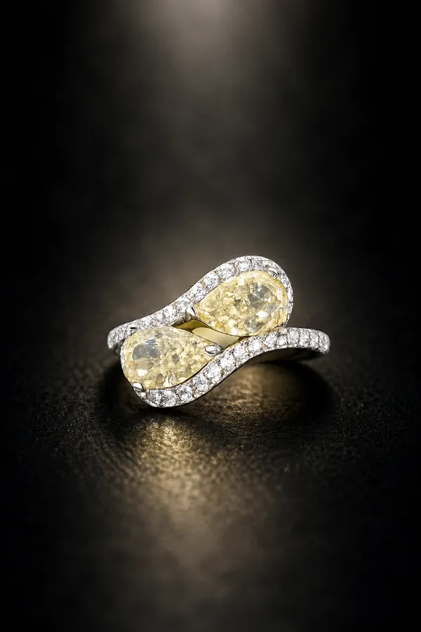 Silver_And_Yellow_Diamond_Studded_Bypass_Ring_For_Women