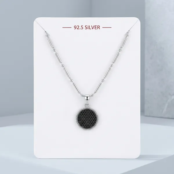 Silver_And_Black_925_Sterling_Round_Minimalist_Pendant_Necklace_For_Women