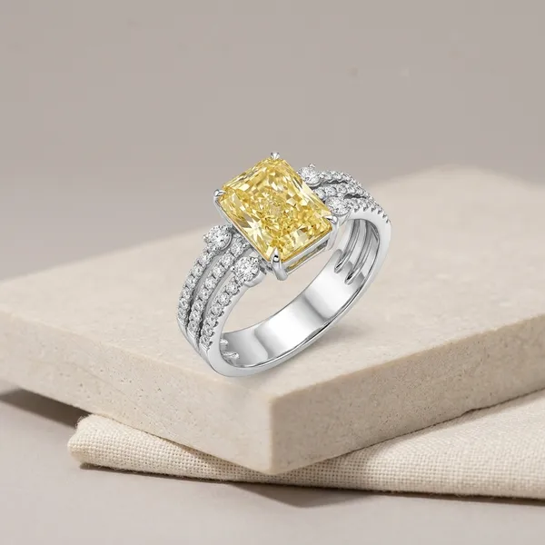Silver_And_Yellow_Diamond_Radiant_Cut_Band_Ring_For_Women