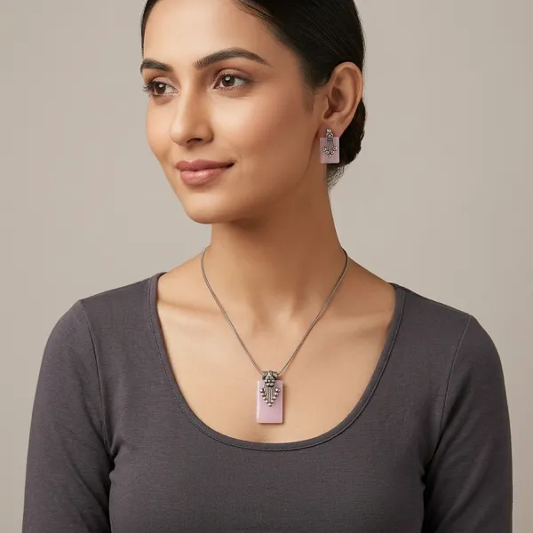 Pink_And_Silver_Oxidised_Premium_And_Fancy_Design_Pendant_Necklace_And_Earrings_Set_For_Women