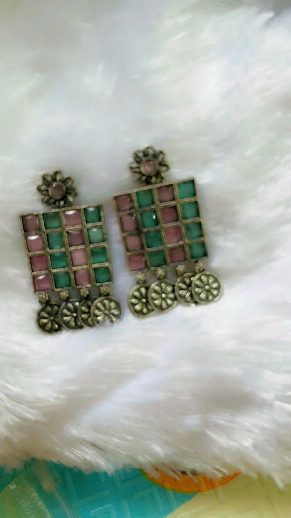 Pink_And_Green_Oxidised_Premium_And_Fancy_Design_Earrings_For_Women