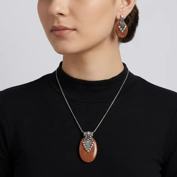 Brown_Oxidised_Premium_And_Fancy_Design_Pendant_Necklace_And_Earrings_Set_For_Women