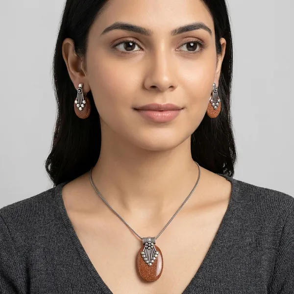 Brown_Oxidised_Premium_And_Fancy_Design_Pendant_Necklace_And_Earrings_Set_For_Women