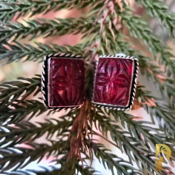 Silver_And_Maroon_Oxidised_Premium_And_Fancy_Design_Stud_Earrings_For_Women