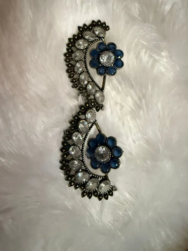 Blue_And_Silver_Oxidised_Premium_And_Fancy_Design_Ear_Jacket_Earrings_For_Women
