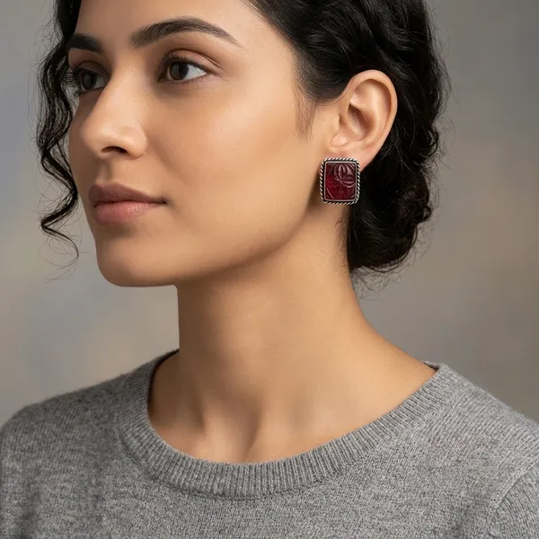 Silver_And_Maroon_Oxidised_Premium_And_Fancy_Design_Stud_Earrings_For_Women
