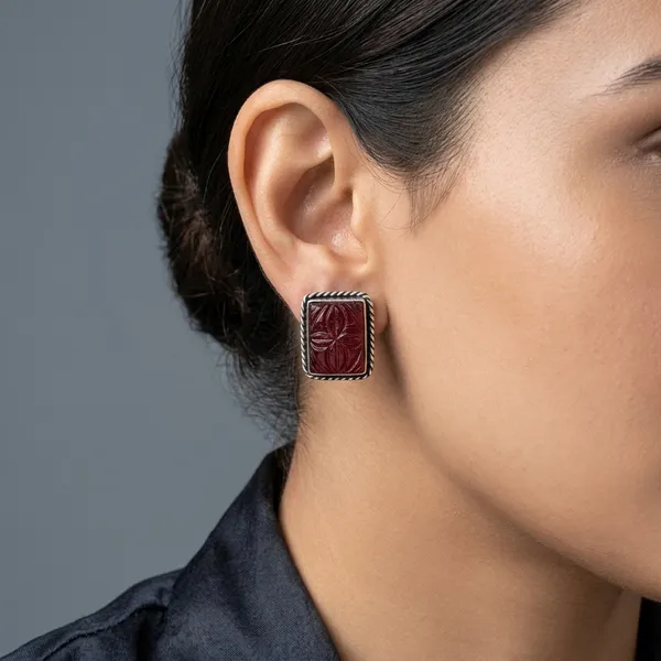 Silver_And_Maroon_Oxidised_Premium_And_Fancy_Design_Stud_Earrings_For_Women