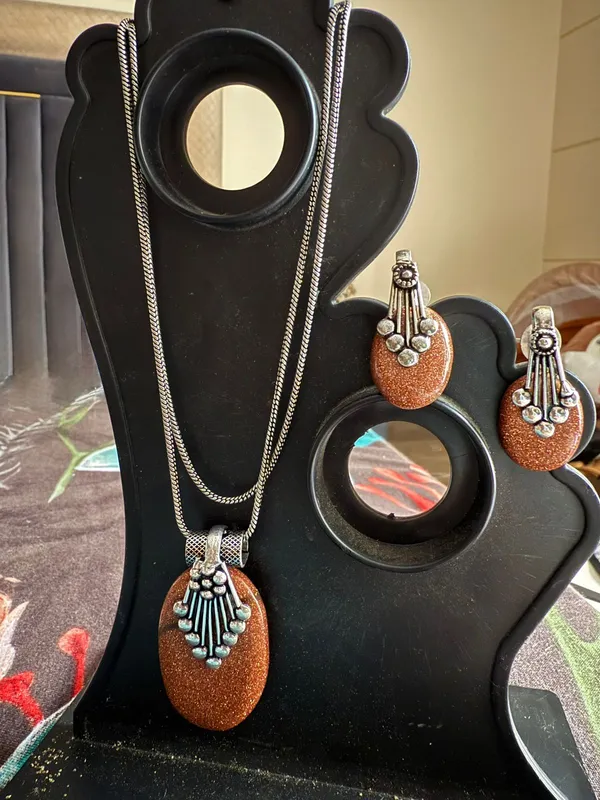 Brown_Oxidised_Premium_And_Fancy_Design_Pendant_Necklace_And_Earrings_Set_For_Women