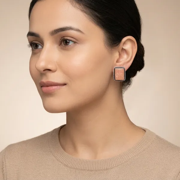 Peach_And_Silver_Oxidised_Premium_And_Fancy_Design_Stud_Earrings_For_Women