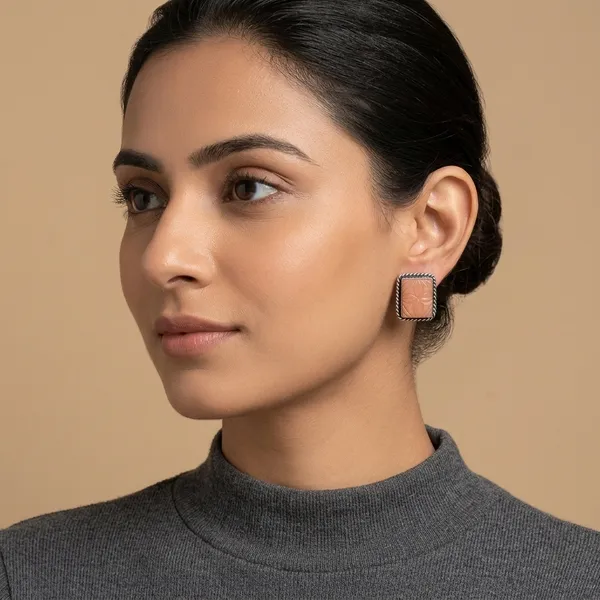 Peach_And_Silver_Oxidised_Premium_And_Fancy_Design_Stud_Earrings_For_Women