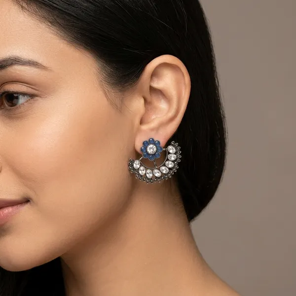 Blue_And_Silver_Oxidised_Premium_And_Fancy_Design_Ear_Jacket_Earrings_For_Women