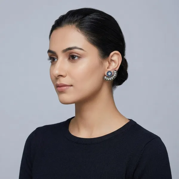 Blue_And_Silver_Oxidised_Premium_And_Fancy_Design_Ear_Jacket_Earrings_For_Women