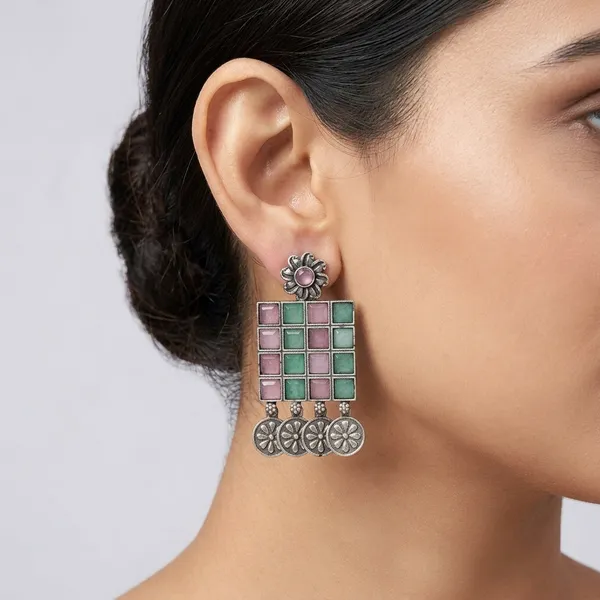 Pink_And_Green_Oxidised_Premium_And_Fancy_Design_Earrings_For_Women