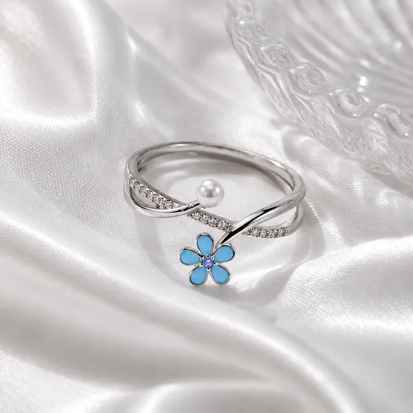 Blue_Floral_Pearl_Open_Ring