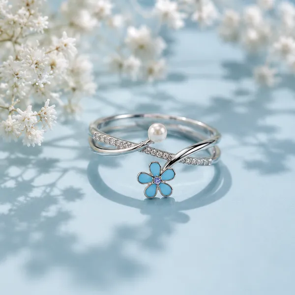 Blue_Floral_Pearl_Open_Ring