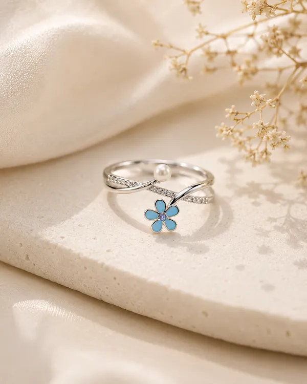 Blue_Floral_Pearl_Open_Ring