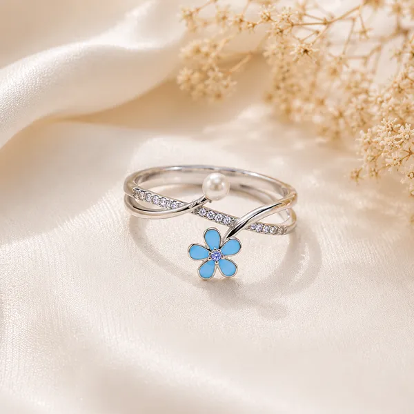 Blue_Floral_Pearl_Open_Ring