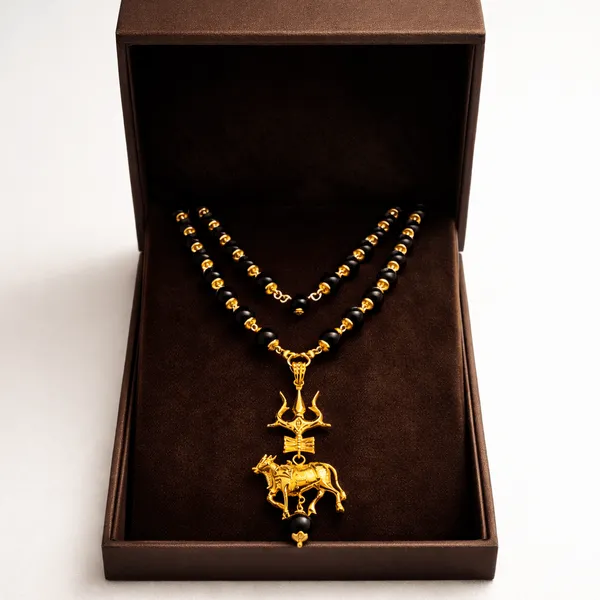 Black_Gold_Karungali_Wood_Bead_Mala_Necklace_Trishul_Damru_Nandi_Pendant