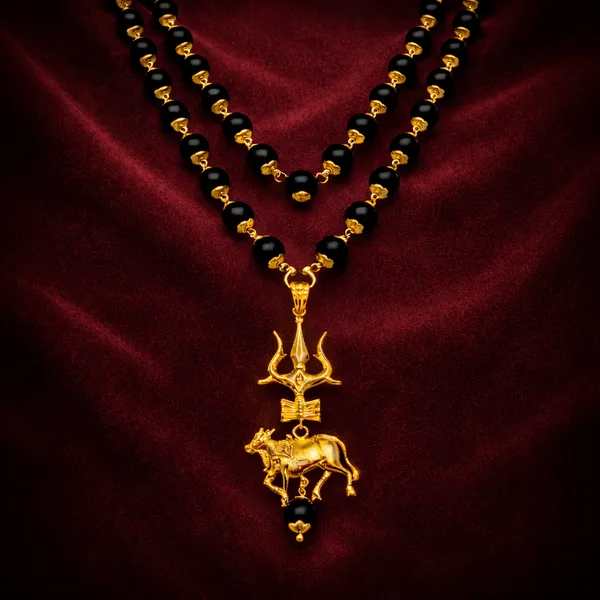 Black_Gold_Karungali_Wood_Bead_Mala_Necklace_Trishul_Damru_Nandi_Pendant