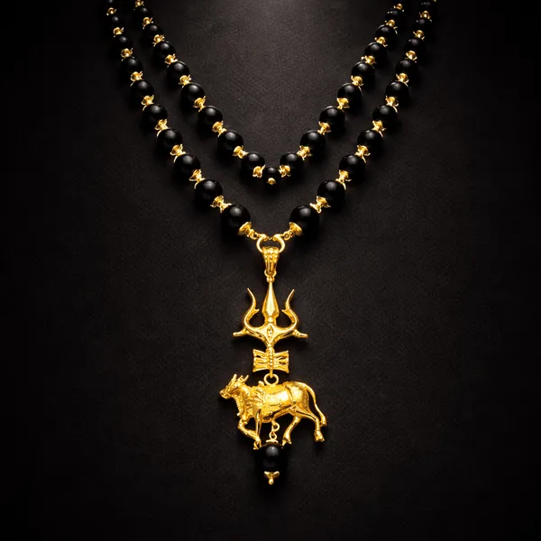 Black_Gold_Karungali_Wood_Bead_Mala_Necklace_Trishul_Damru_Nandi_Pendant