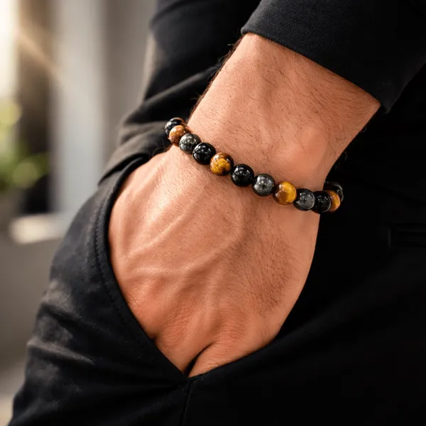 Multicolor_Tiger_Eye_Hematite_Gemstone_Triple_Protection_Bead_Bracelet