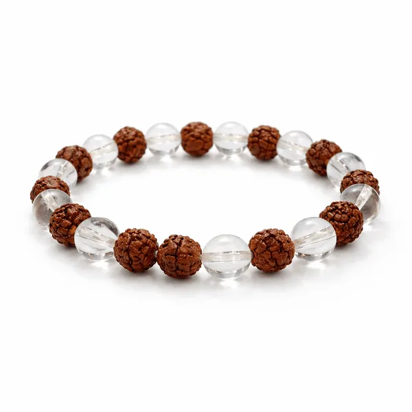 Brown_Rudraksha_Clear_Quartz_Bead_Spiritual_Bracelet_For_Meditation