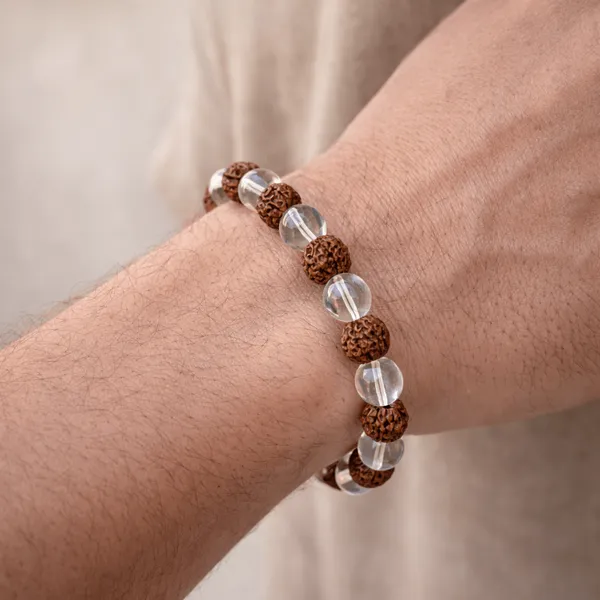 Brown_Rudraksha_Clear_Quartz_Bead_Spiritual_Bracelet_For_Meditation