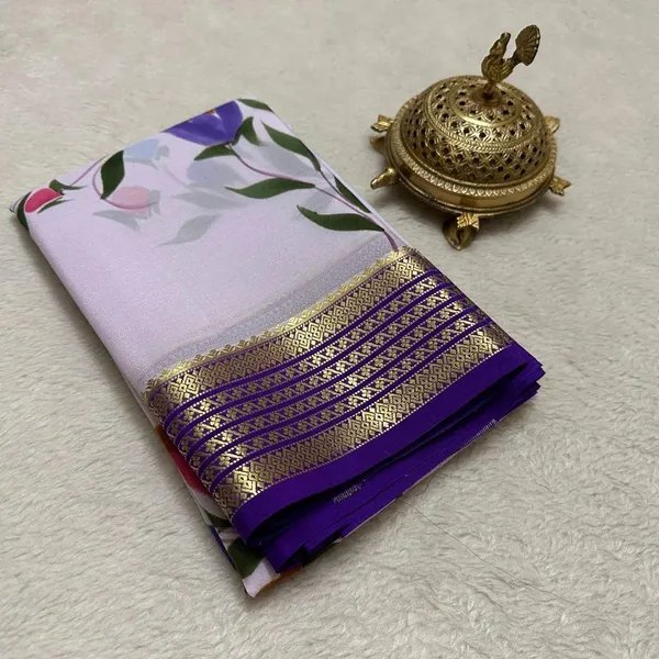 Floral_Mysore_Printed_Soft_Silk_Saree_With_Golden_Zari_Border