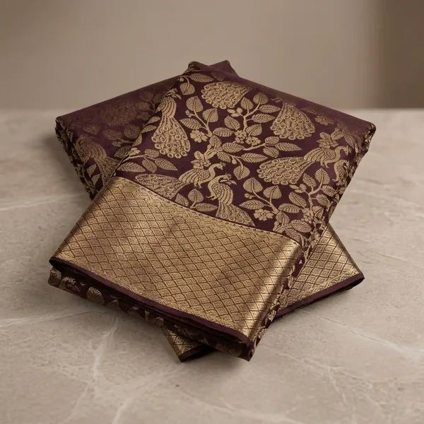 Gold_Woven_Mysore_Brocade_Silk_Saree_With_Blouse