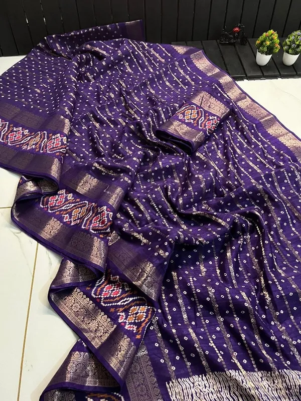 Charvi_Premium_Cotton-Silk_Bandhej_Saree_in_Traditional_Wedding_Purple