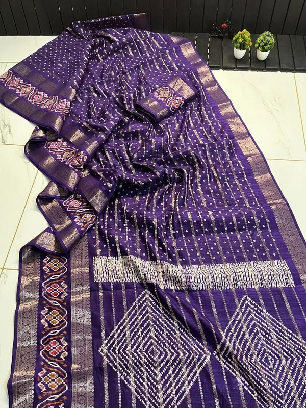 Charvi_Premium_Cotton-Silk_Bandhej_Saree_in_Traditional_Wedding_Purple