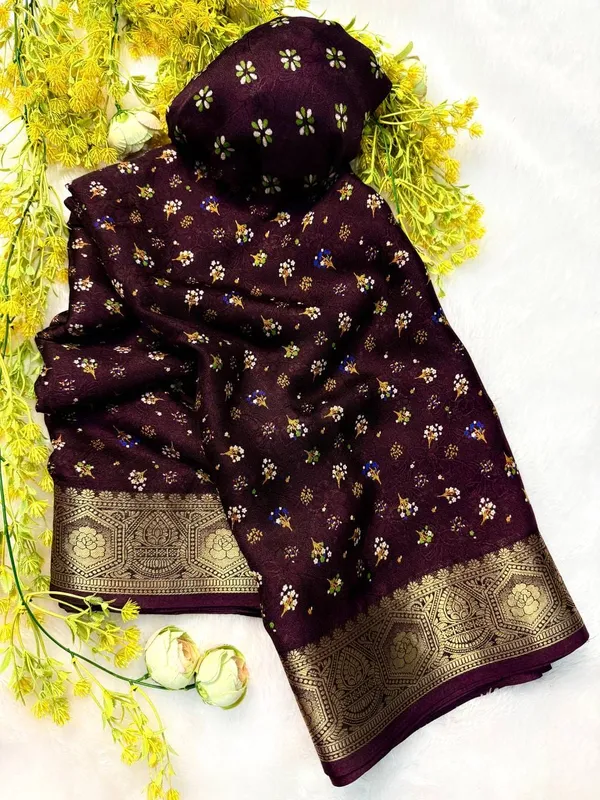 Dark_Wine_Wine_Jacquard_Border_Marshmallow_Silk_Saree_with_Blouse_Piece