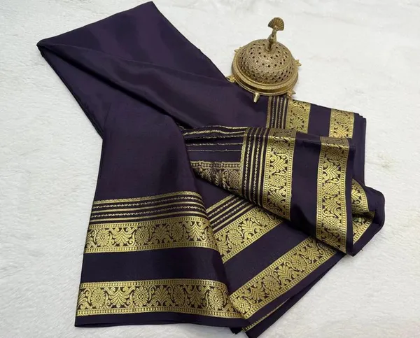 Navy_Blue_Mysore_Crepe_Soft_Silk_Saree_With_Golden_Zari_Border