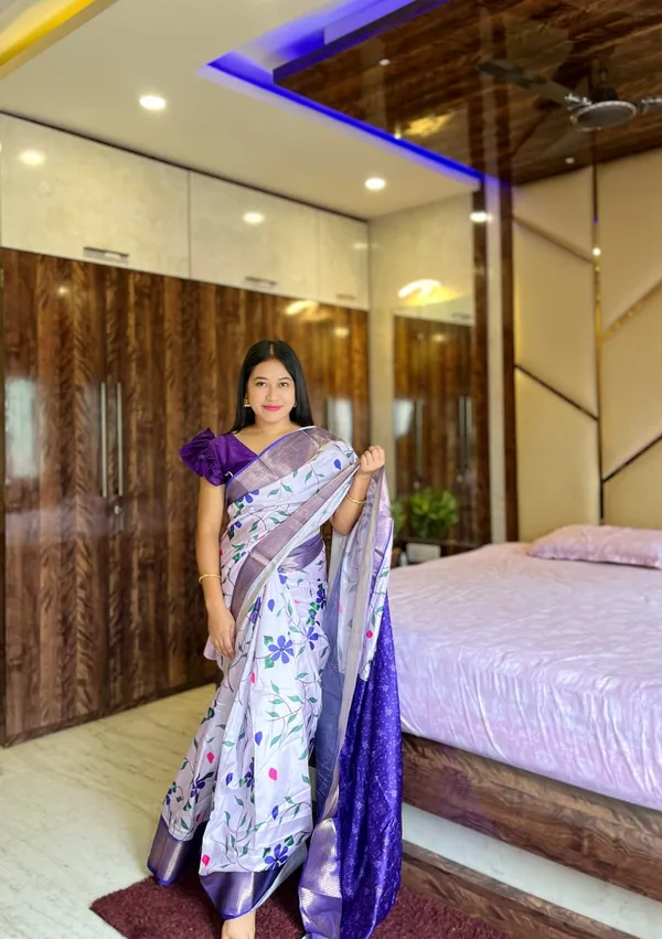 Floral_Mysore_Printed_Soft_Silk_Saree_With_Golden_Zari_Border