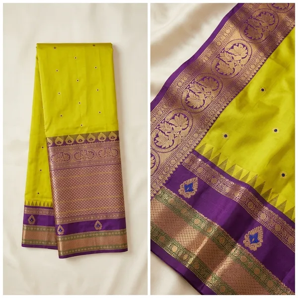 Yellow_Exclusive_Banarasi_Silk_Saree_With_Unique_Temple_Borders