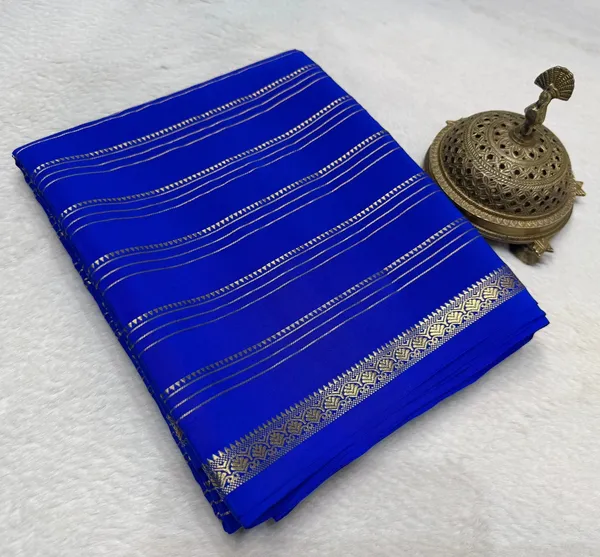 Multi_Stripe_Pattern_Mysore_Crepe_Silk_Saree_with_Grand_Zari_Border_Running_Blouse