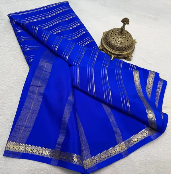 Multi_Stripe_Pattern_Mysore_Crepe_Silk_Saree_with_Grand_Zari_Border_Running_Blouse