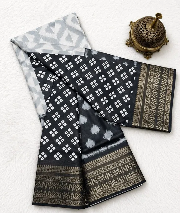 Perfect_for_festive_&_special_occasions_Black_&_White_Ikkat_saree
