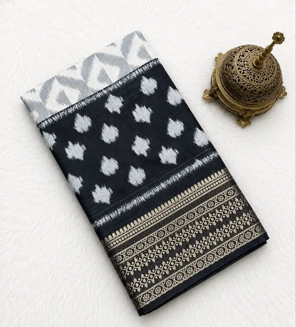 Perfect_for_festive_&_special_occasions_Black_&_White_Ikkat_saree